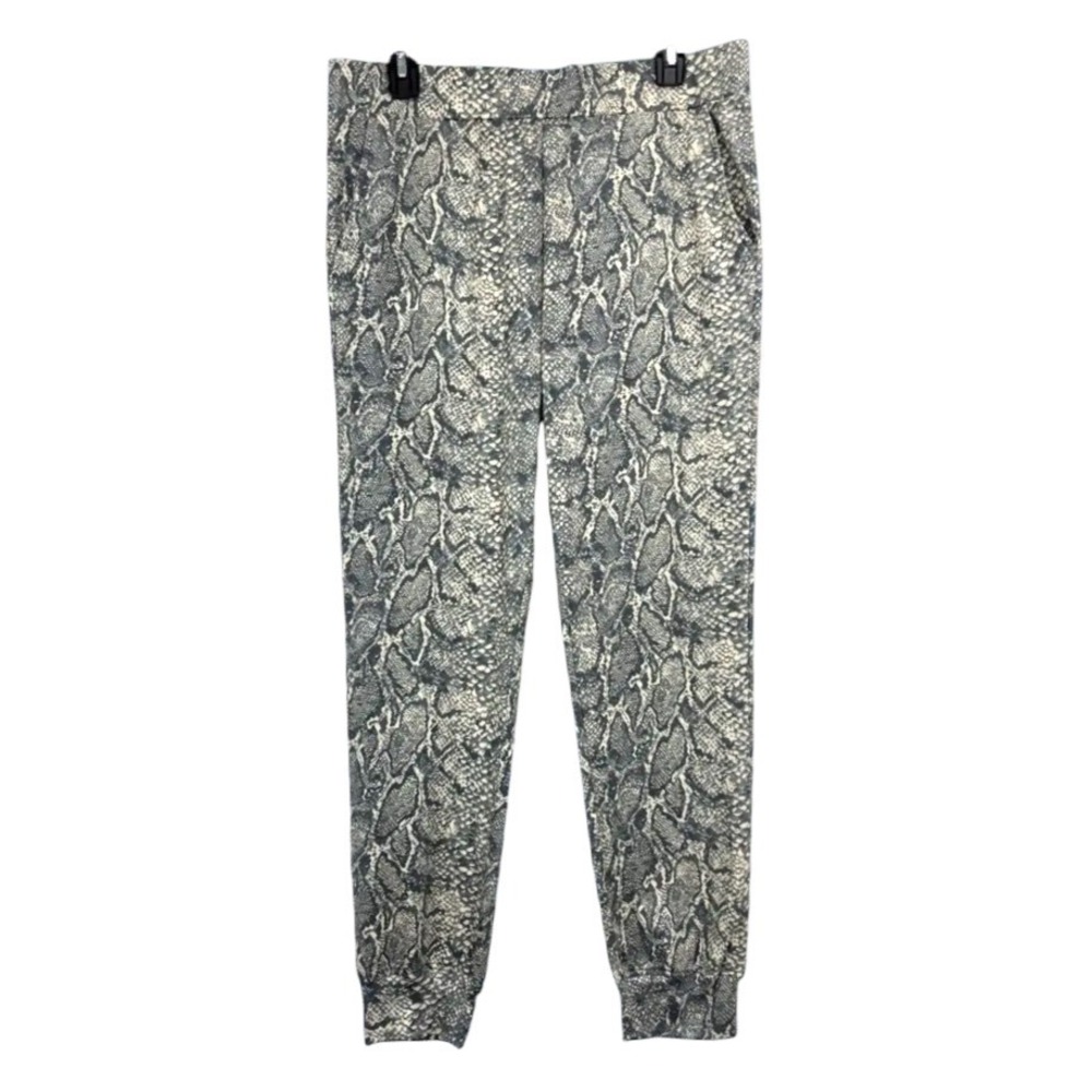 CRAZY TRAIN Soft Knit Snake Skin Print JOGGERS PANTS w/Pockets Flannel Inside M